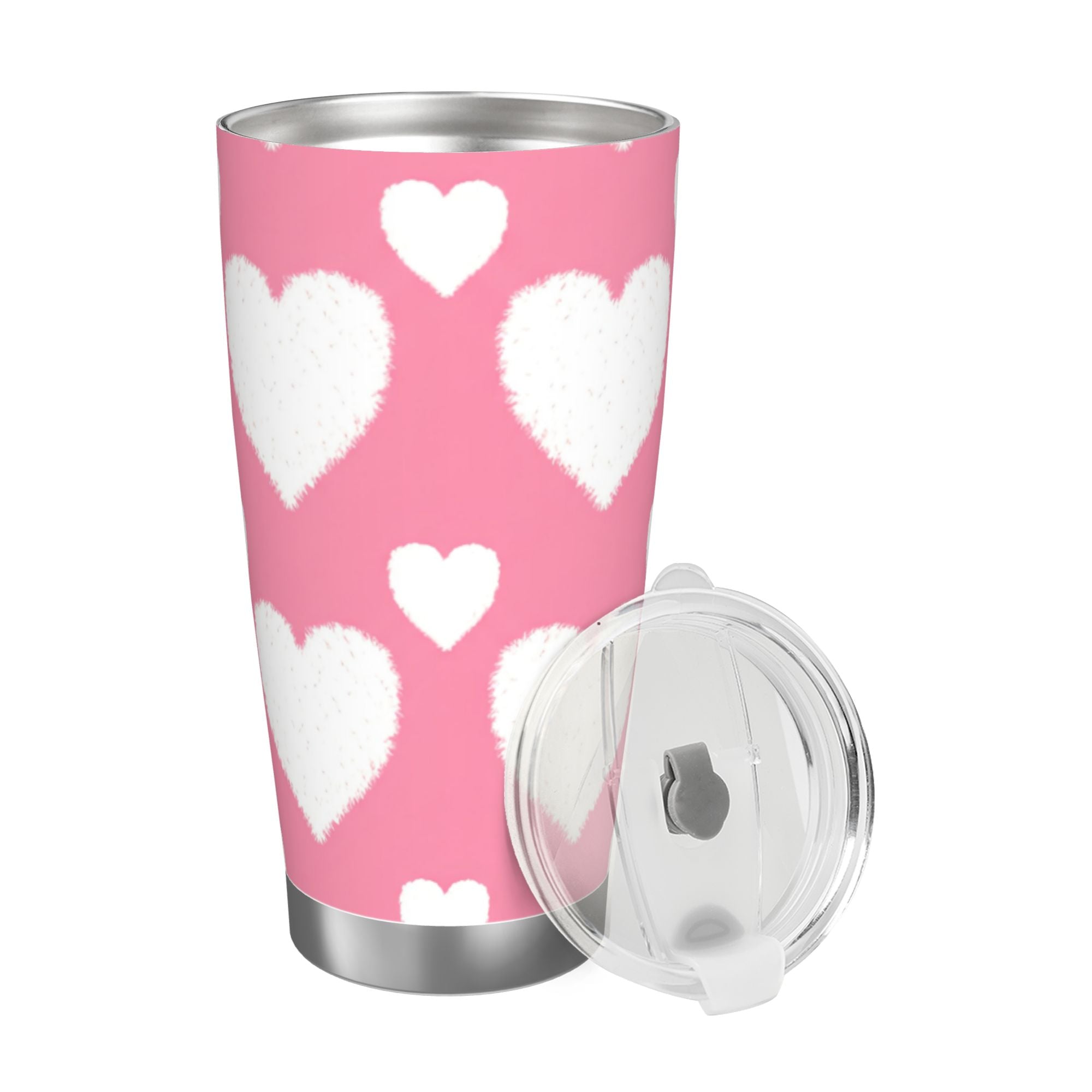 White Hearts 20oz Car Water Bottles Thermoses Cold Water Bottles Coffee Mugs