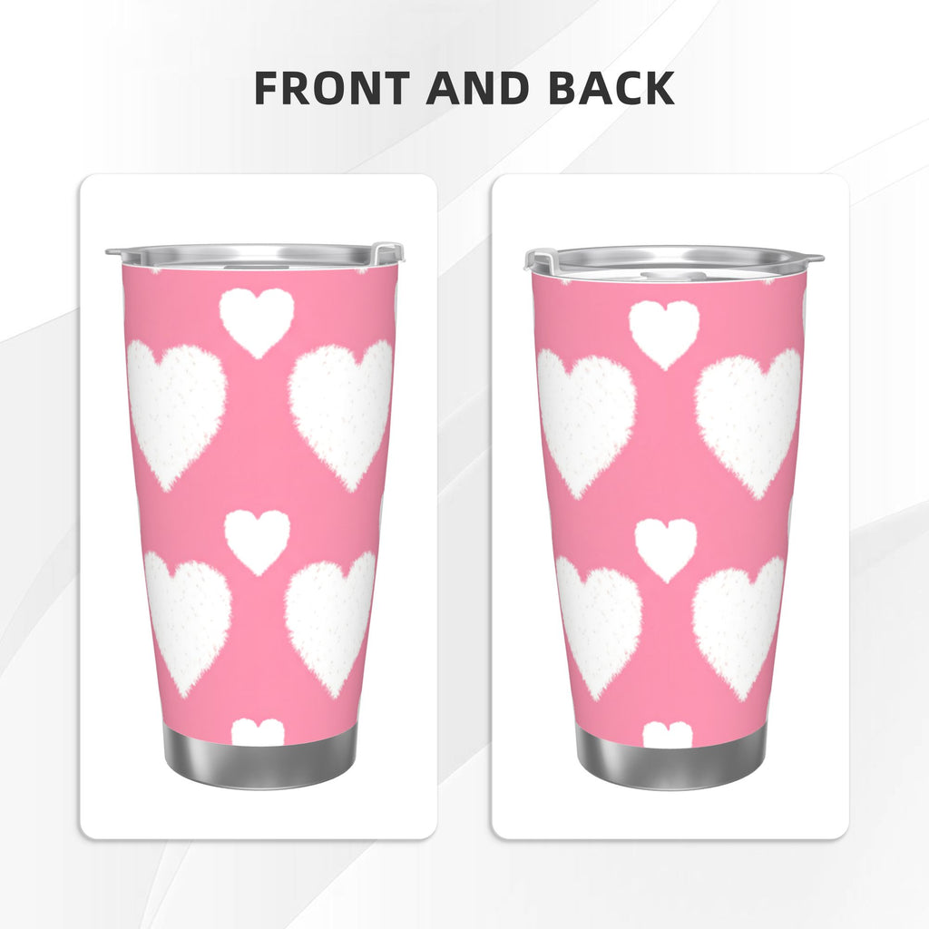 White Hearts 20oz Car Water Bottles Thermoses Cold Water Bottles Coffee Mugs