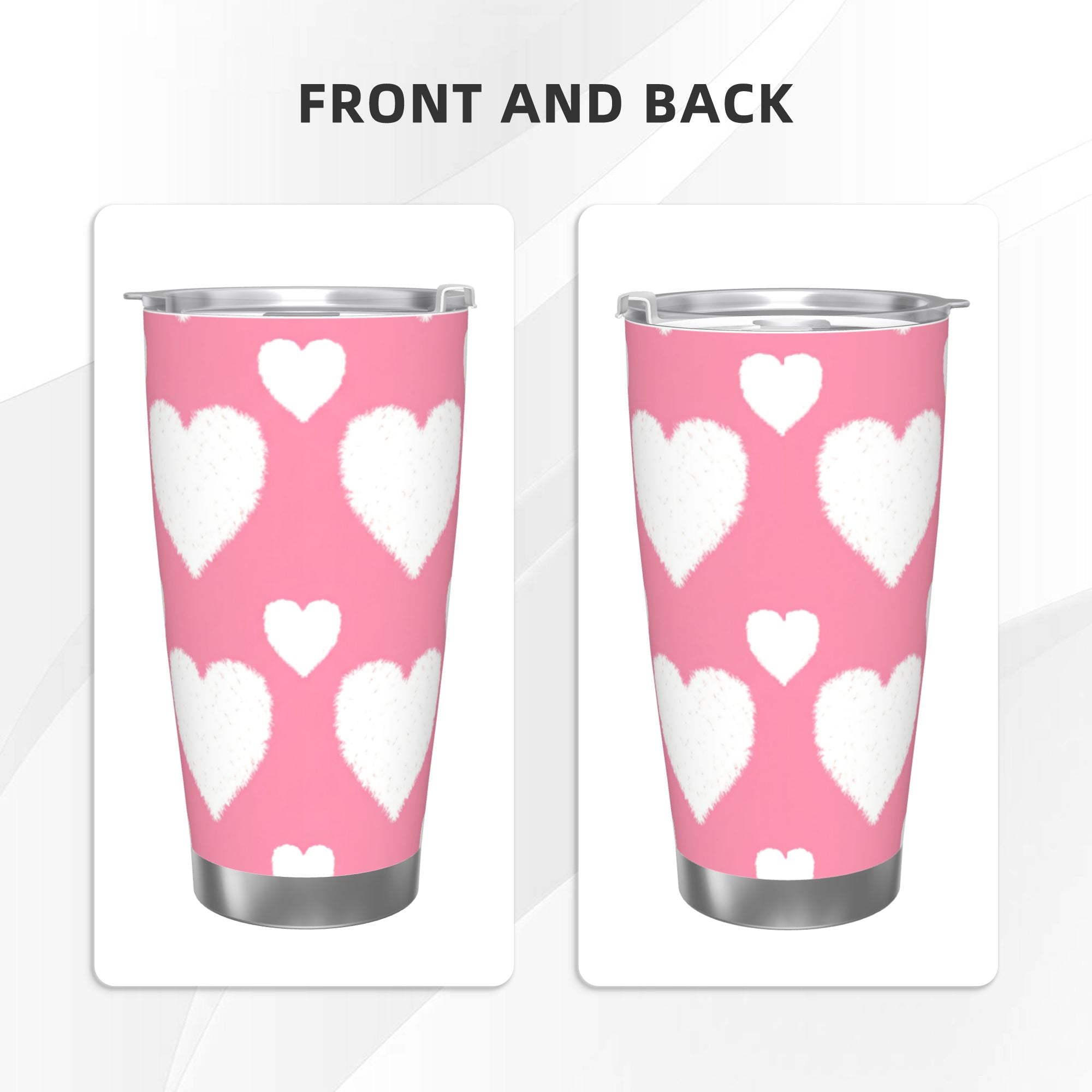 White Hearts 20oz Car Water Bottles Thermoses Cold Water Bottles Coffee Mugs