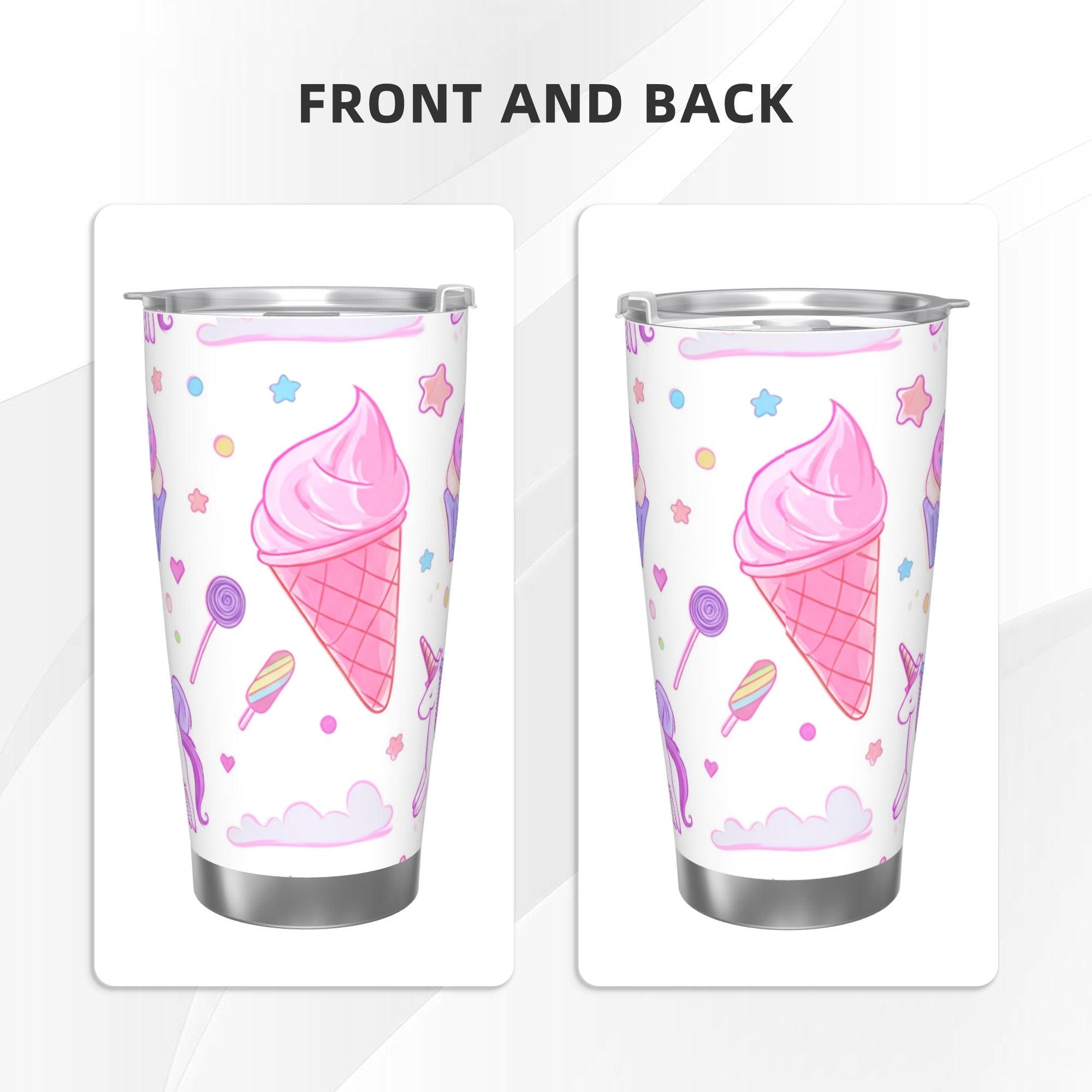 Whimsical Ice Cream Cones 20oz Car Water Bottles Thermoses Cold Water Bottles Coffee Mugs