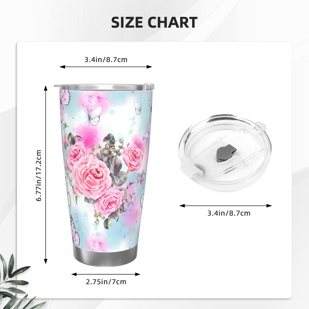 Watercolor Roses 20oz Car Water Bottles Thermoses Cold Water Bottles Coffee Mugs