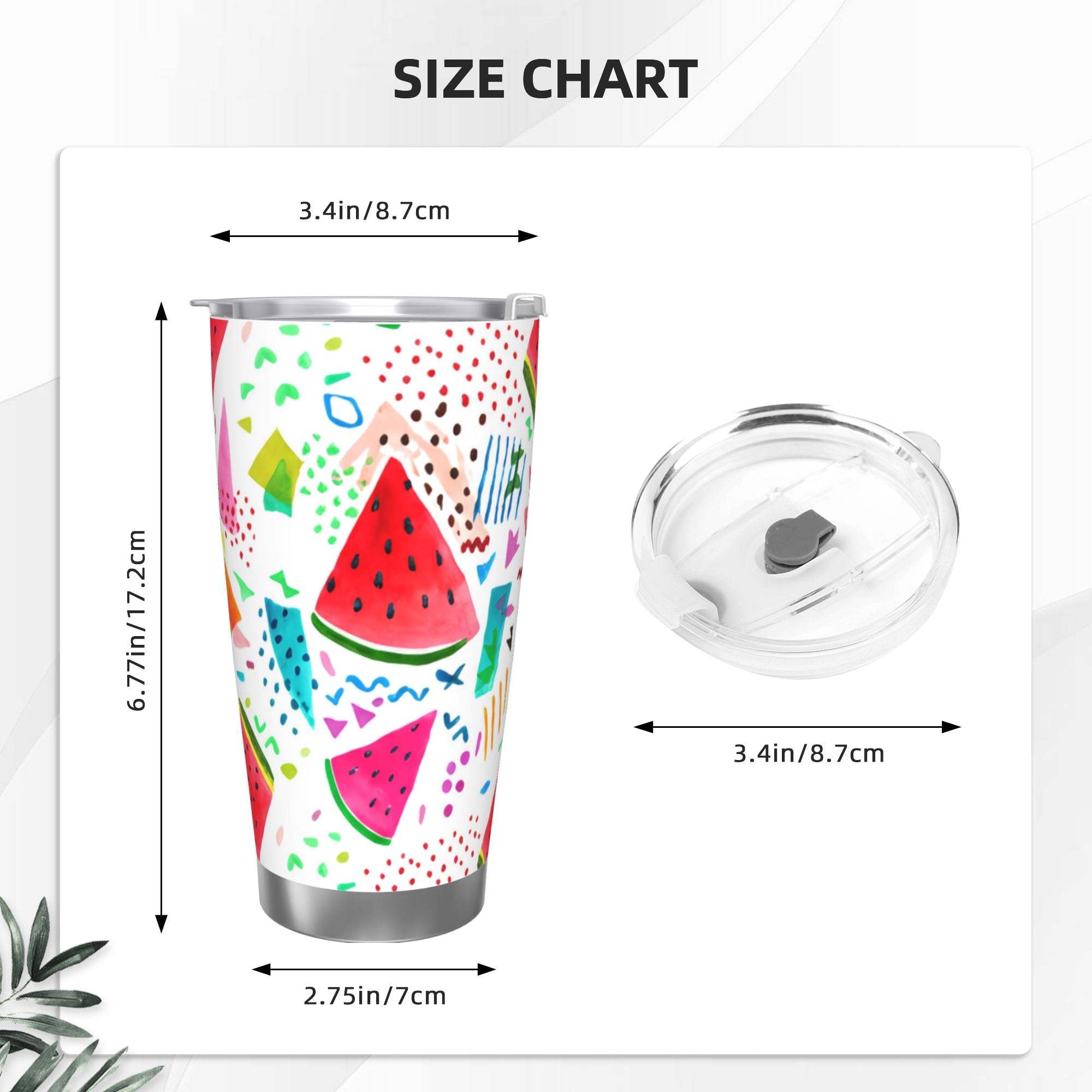 Watercolor Watermelon 20oz Car Water Bottles Thermoses Cold Water Bottles Coffee Mugs