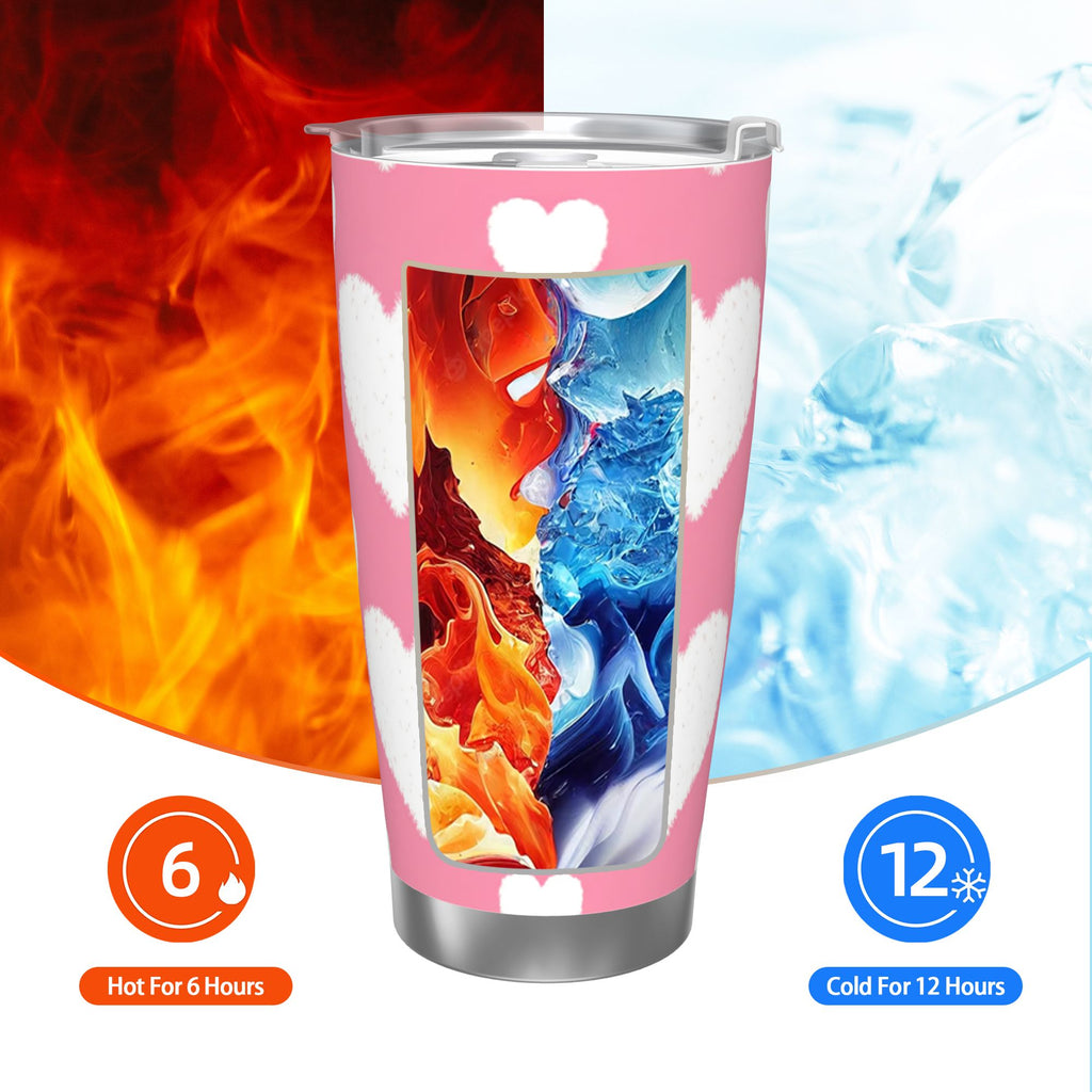 White Hearts 20oz Car Water Bottles Thermoses Cold Water Bottles Coffee Mugs