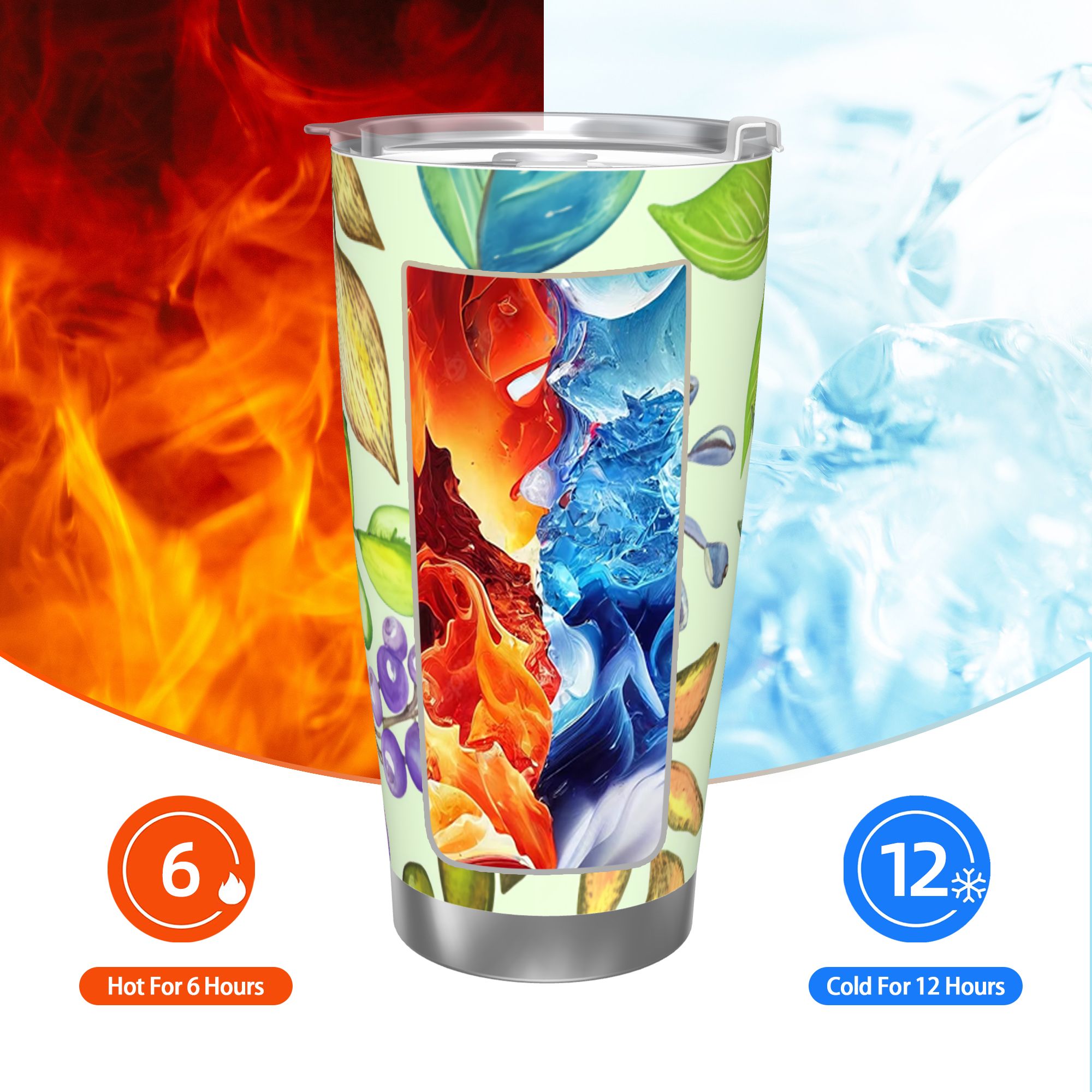 Watercolor Leaves 20oz Car Water Bottles Thermoses Cold Water Bottles Coffee Mugs