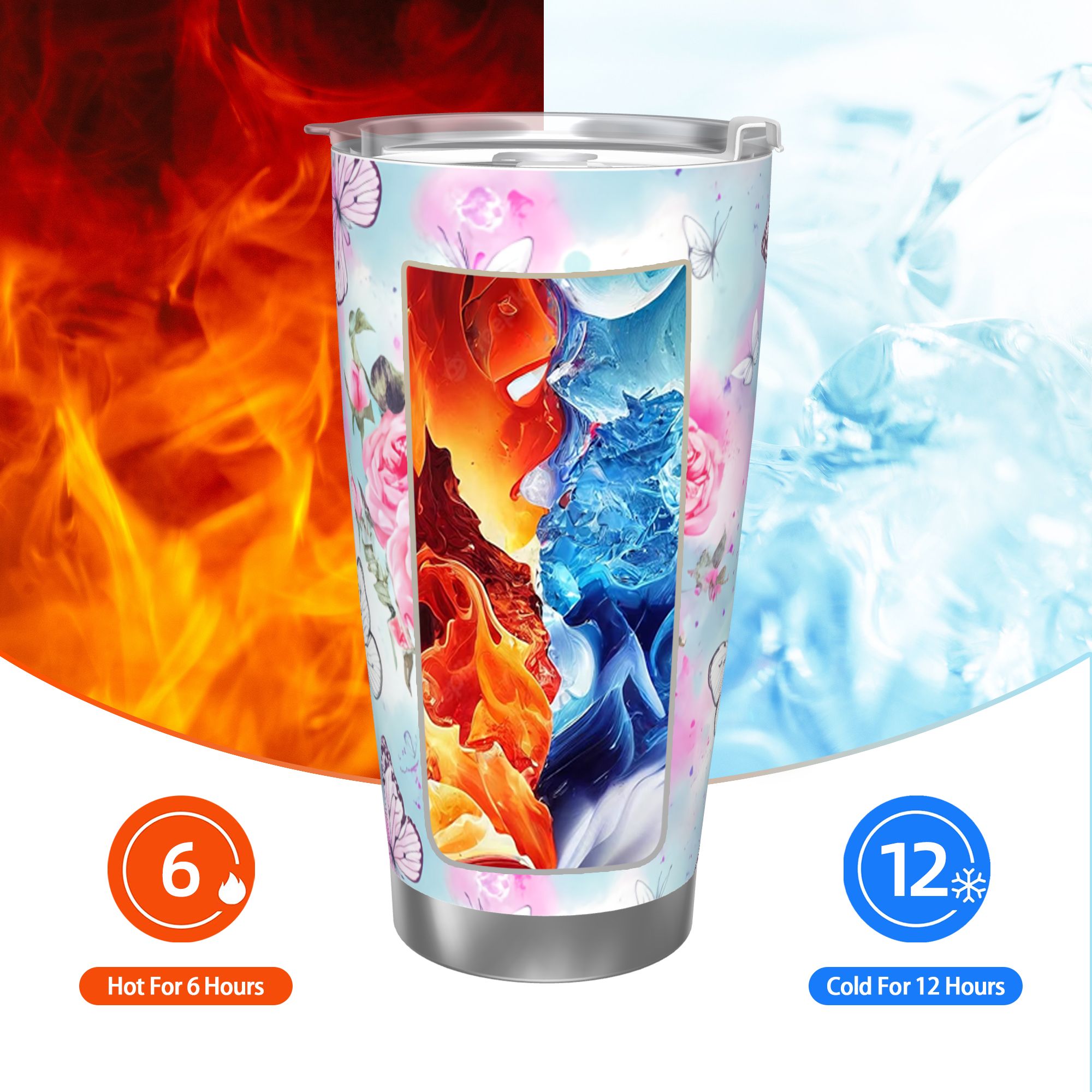 Watercolor Roses 20oz Car Water Bottles Thermoses Cold Water Bottles Coffee Mugs