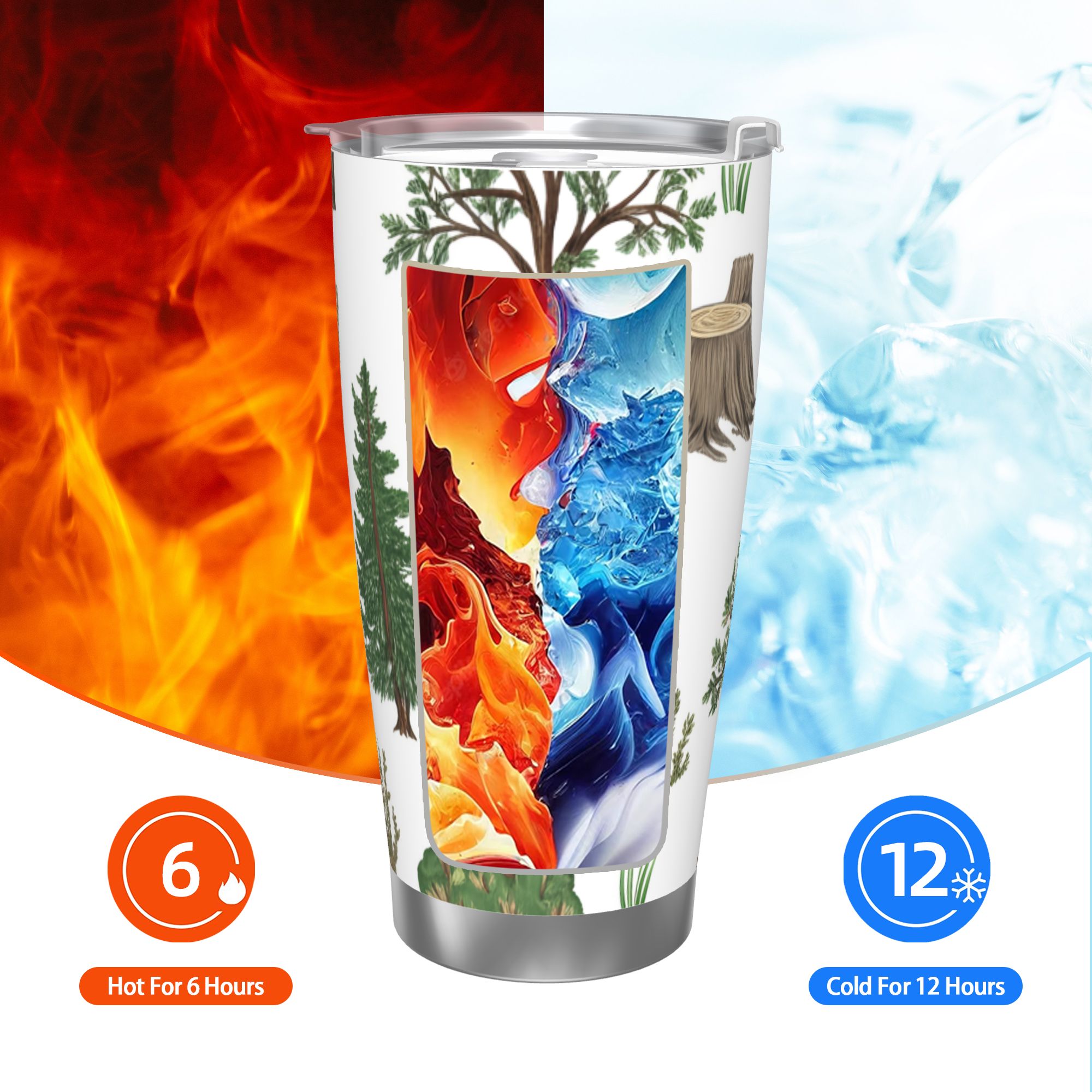 Watercolor Trees 20oz Car Water Bottles Thermoses Cold Water Bottles Coffee Mugs