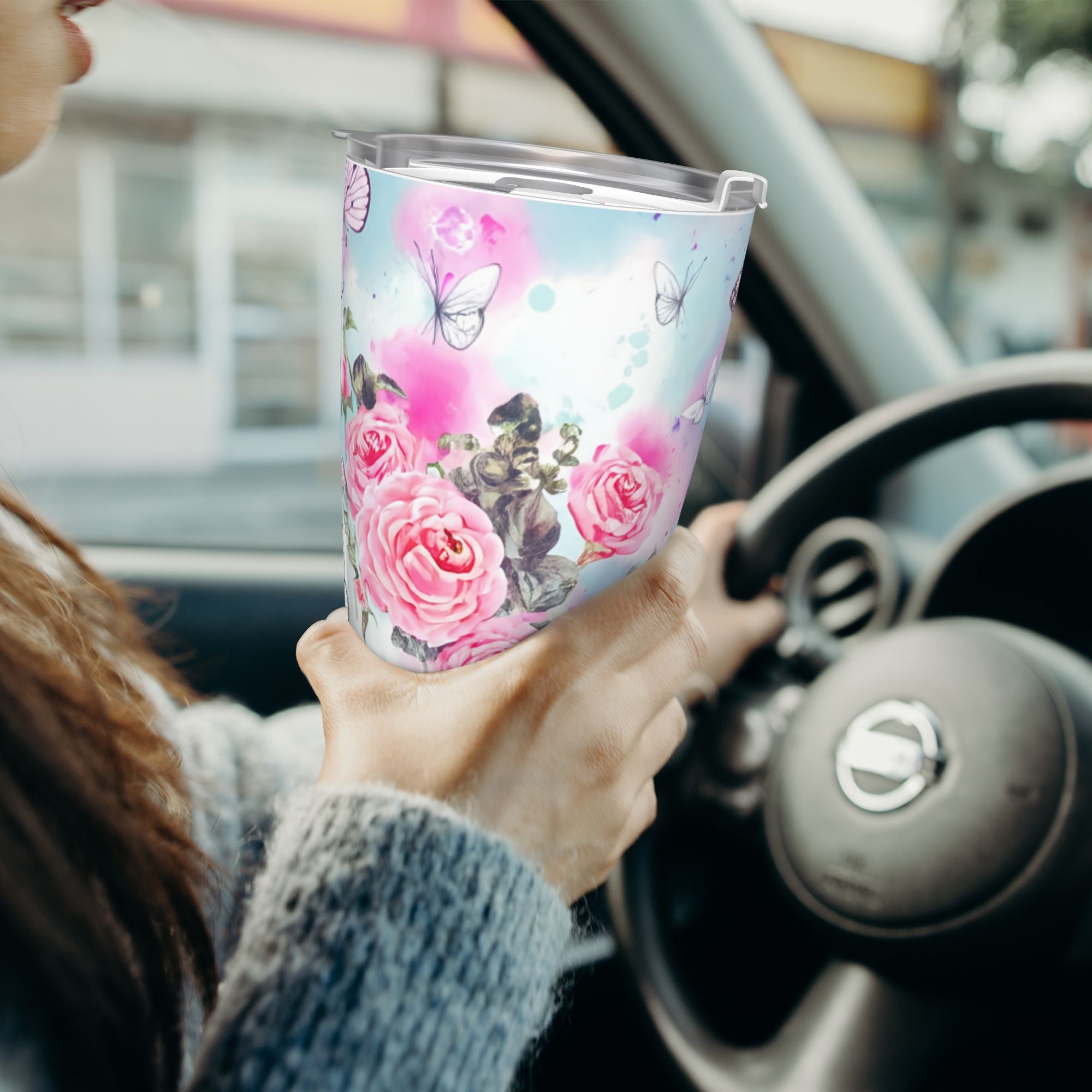 Watercolor Roses 20oz Car Water Bottles Thermoses Cold Water Bottles Coffee Mugs