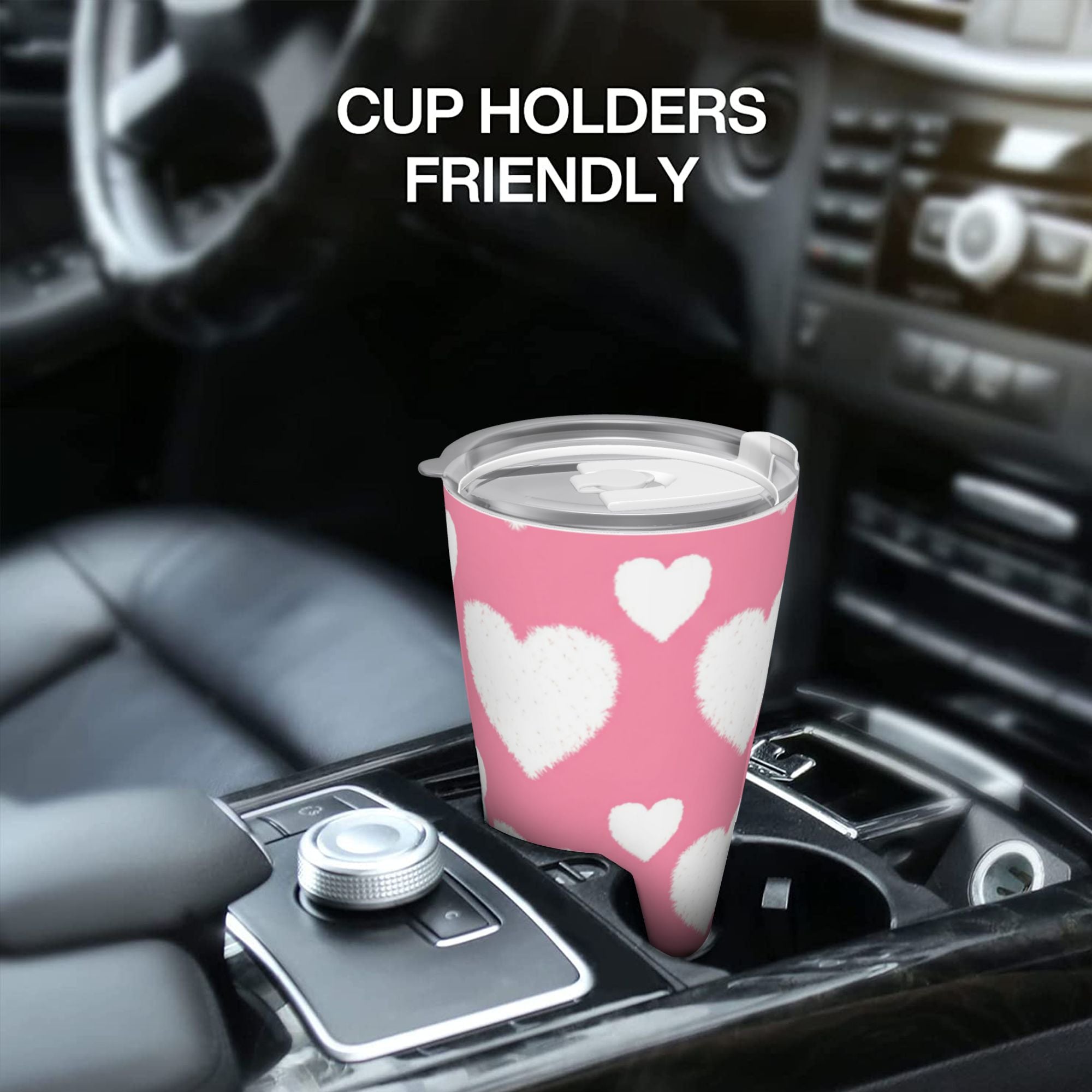 White Hearts 20oz Car Water Bottles Thermoses Cold Water Bottles Coffee Mugs