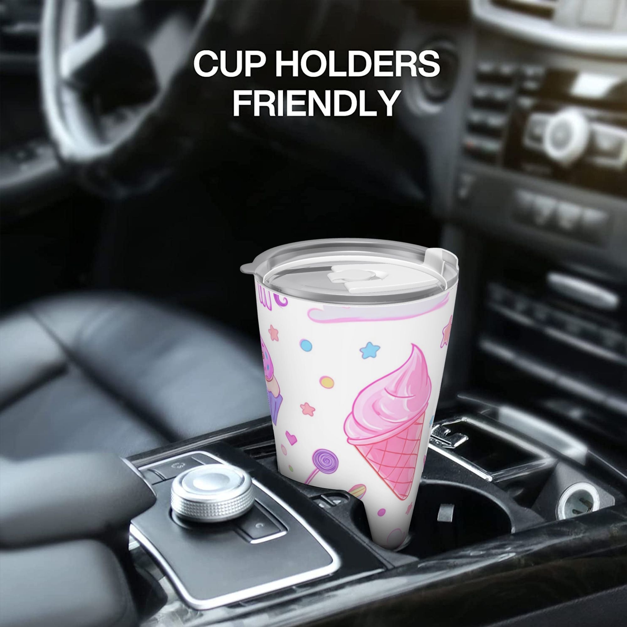 Whimsical Ice Cream Cones 20oz Car Water Bottles Thermoses Cold Water Bottles Coffee Mugs